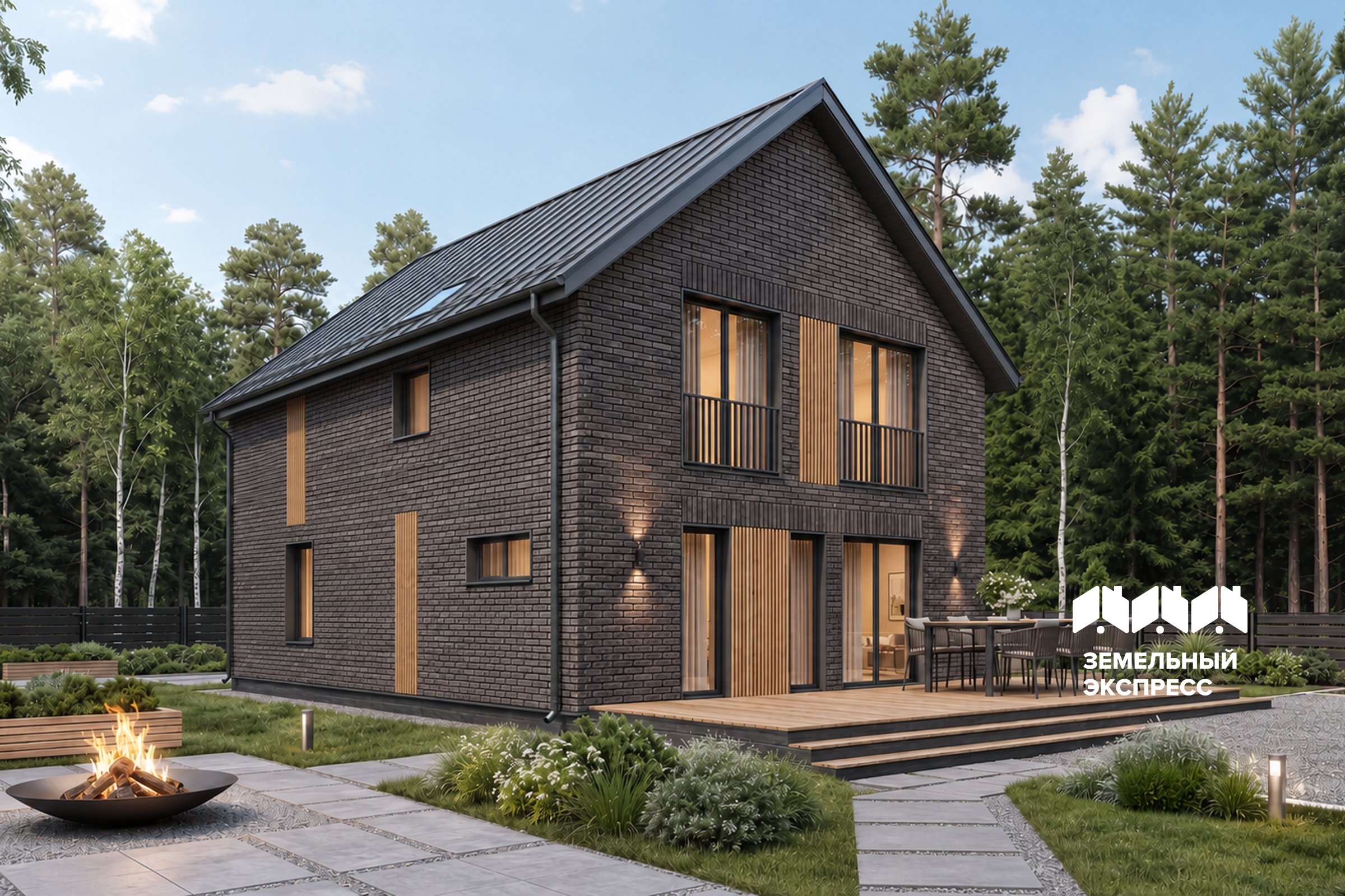 Двухэтажный дом в классическом стиле, 128 м²