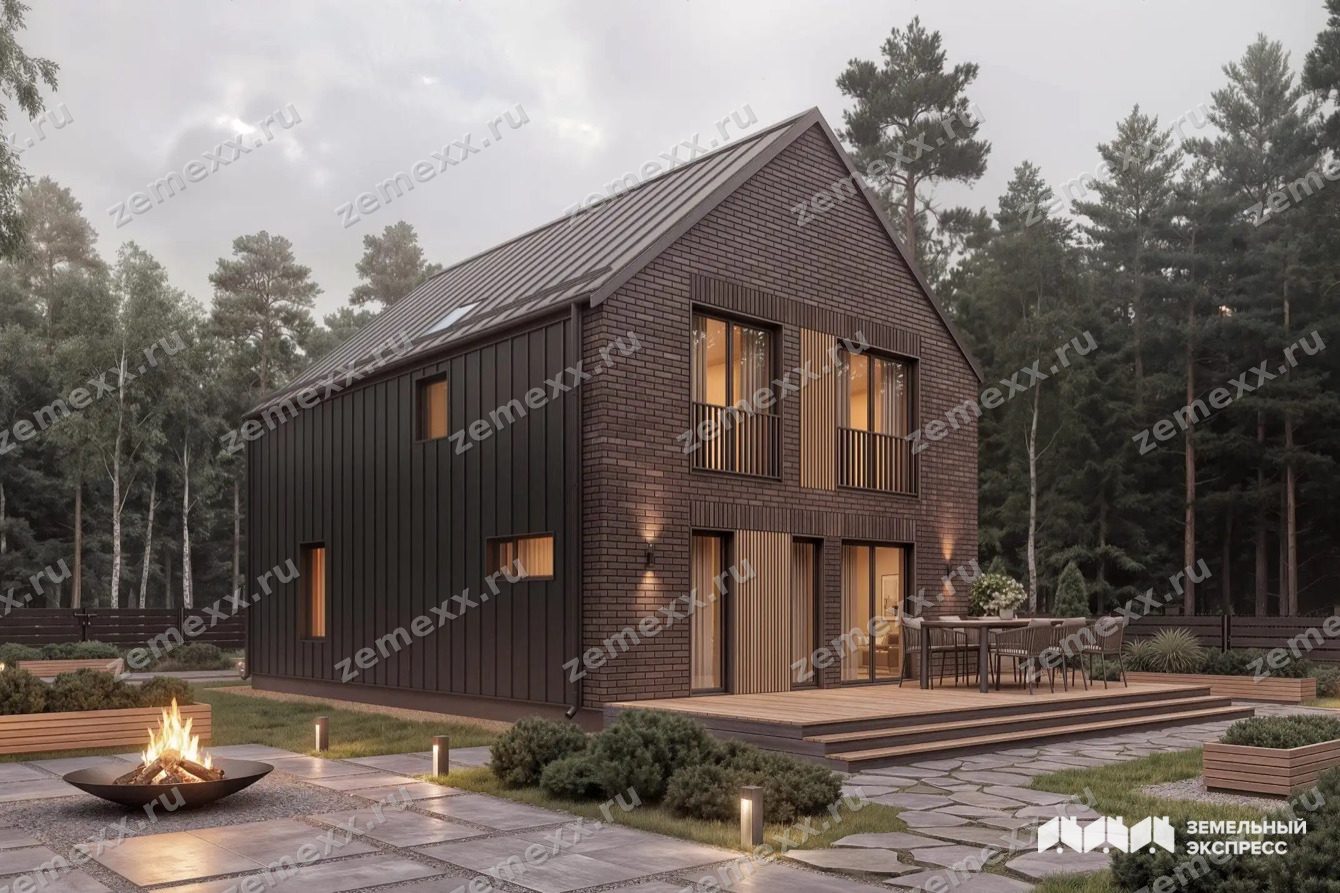 Двухэтажный дом в классическом стиле, 128 м²